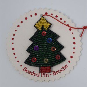 Christmas Tree Beaded Pin Broche by Cindy Pawlyshn